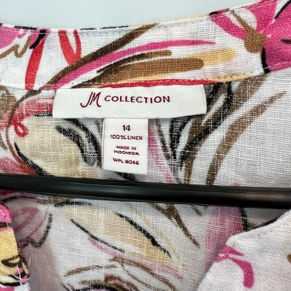 JM COLLECTION In full bloom Floral 100% Linen NWT Ladies Shirt - Picture 3 of 8